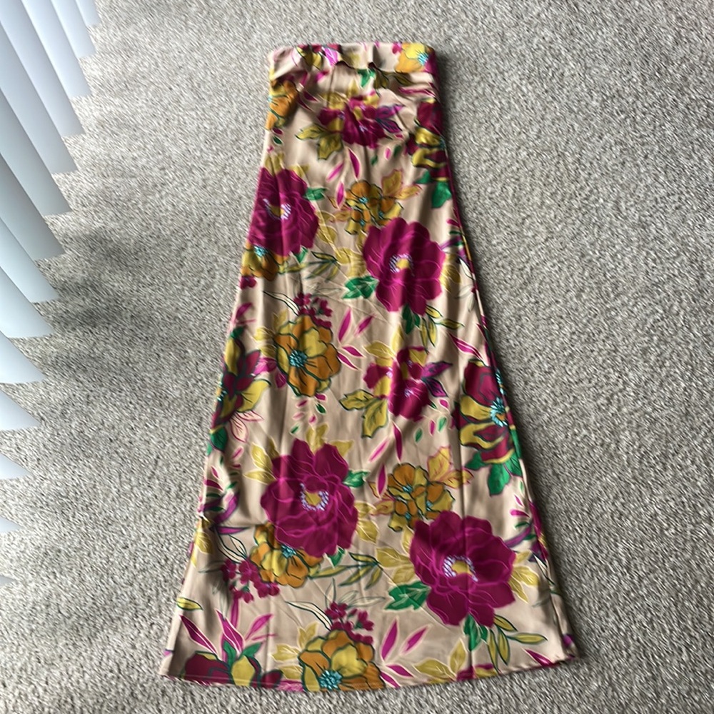 Satin flower maxi dress
